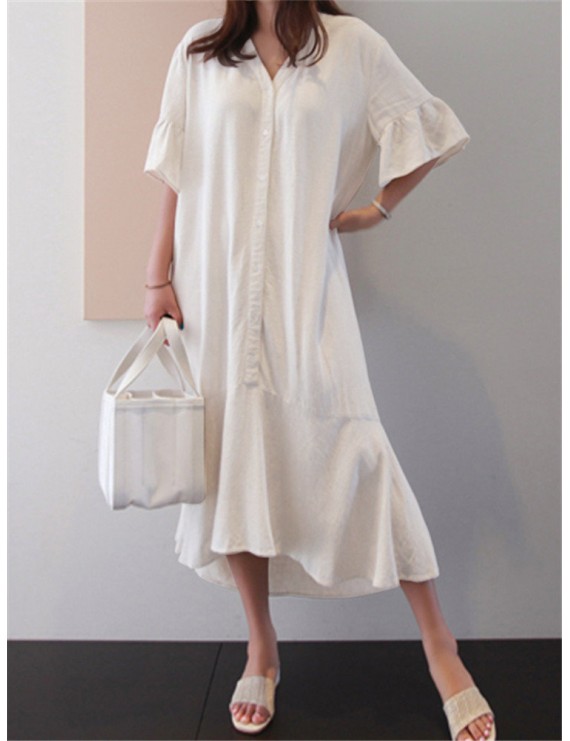 Vintage Summer Party Evening Beach Kaftan Ruffle Dress