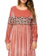 Islam Muslim Velvet Embroidery Pink Long Dress